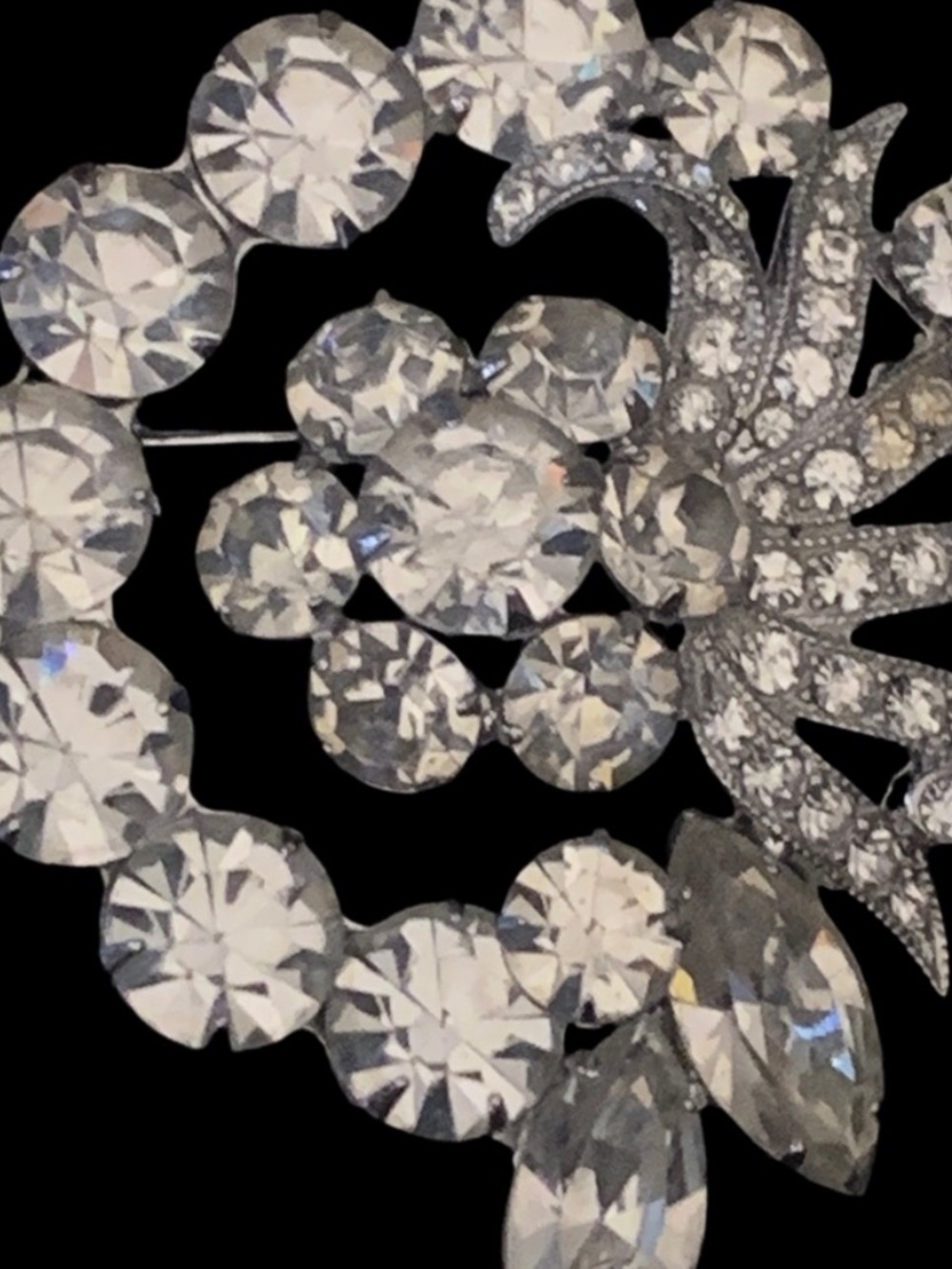 Eisenberg Clear Crystal Rhinestone Brooch Pin Rhodium Vintage. - Picture 5 of 10